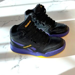 Kids size 12 Reebok black and purple. Like new!